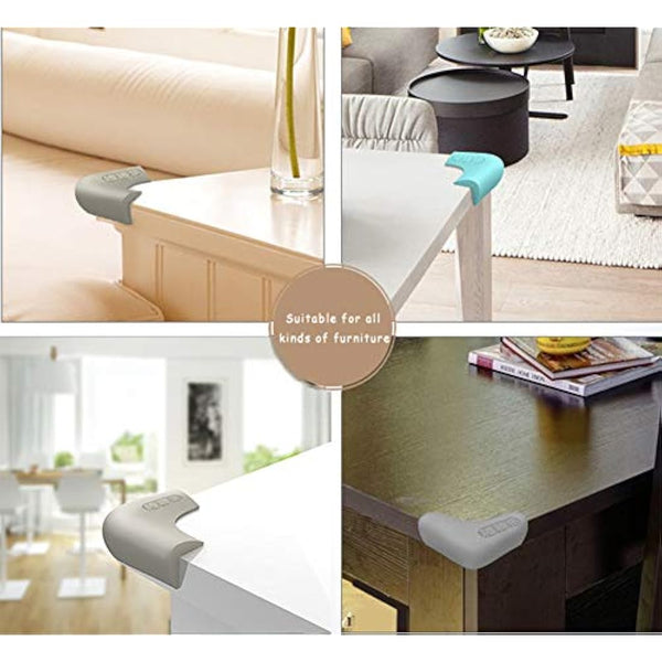 100% Silicone Corner Protector, Baby Proofing Corners Edge Guards, Pre-Tape Adhesive Soft for Kids Safety, Child Table Cabinets Furniture Bumper (Gray, 4 Pieces) (Gray 0.8x0.8in, 8)