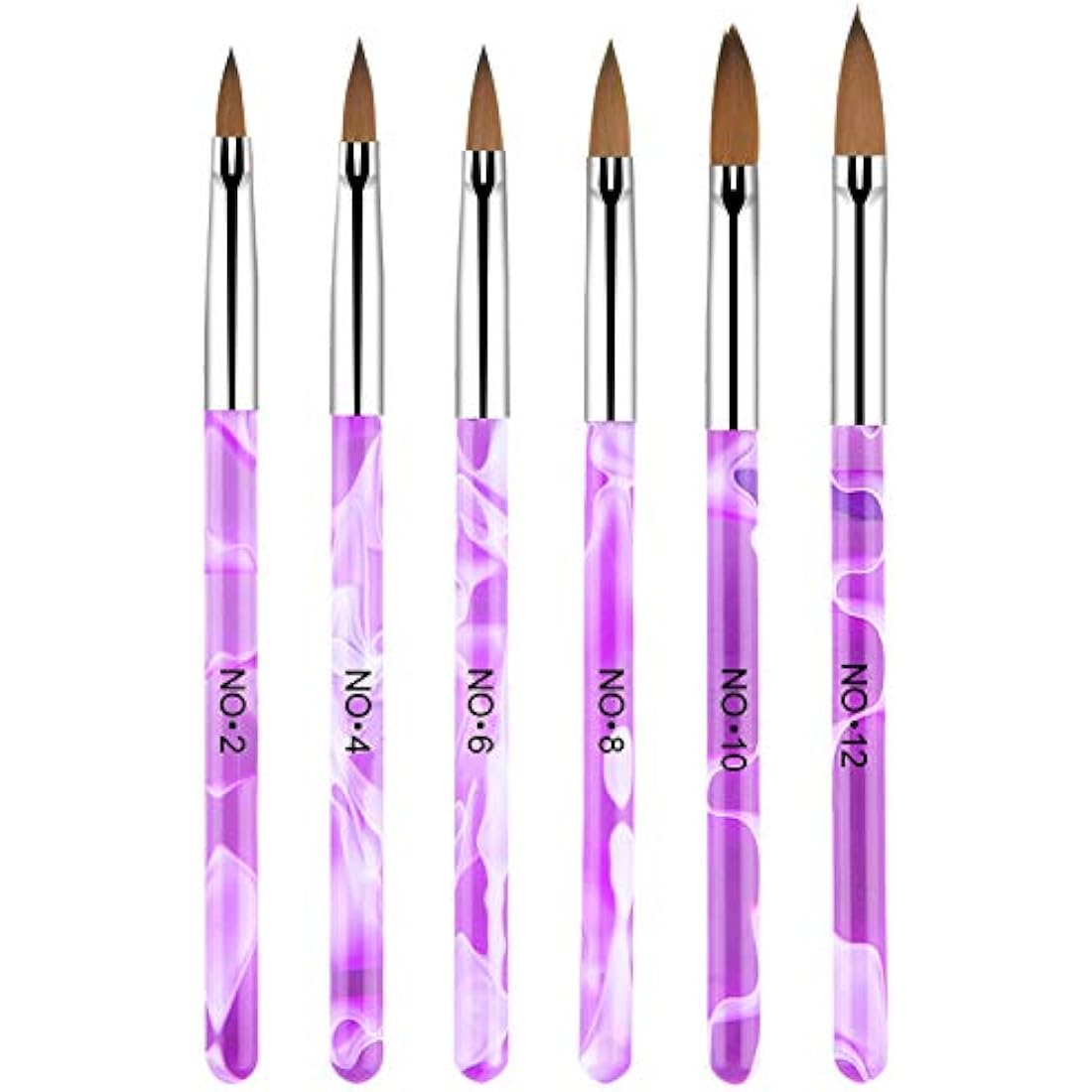 6-Piece Nail Art Tips Builder Brush - UV Gel & Acrylic Nail Brush for Salon & DIY