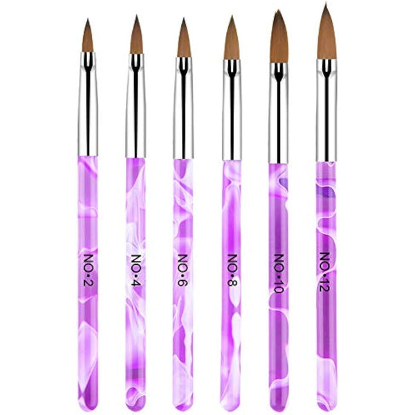 6-Piece Nail Art Tips Builder Brush - UV Gel & Acrylic Nail Brush for Salon & DIY