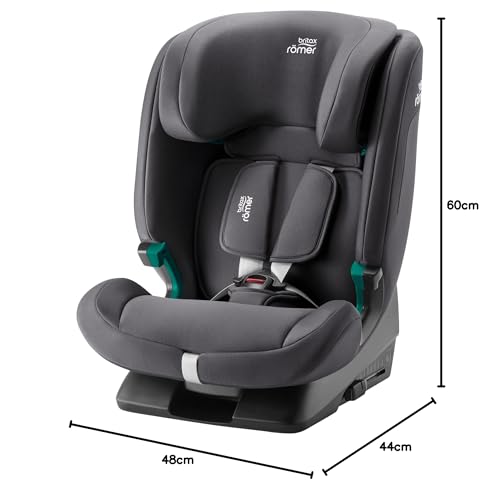 BRITAX RÖMER Car Seat EVOLVAFIX, with ISOFIX, Child from 76 to 150 cm (i-Size), from 15 Months to 12 Years, Space Black