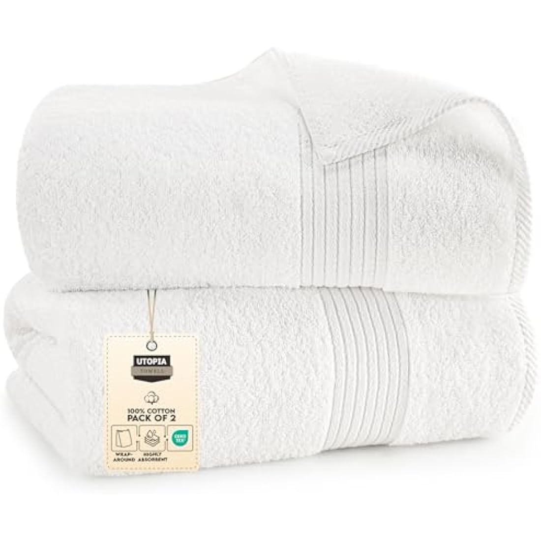 Utopia Towels - Luxurious Jumbo Bath Sheet 2 Pack - 100% Cotton Highly Absorbent and Quick Dry Extra Large Bath Towel - Super Soft Hotel Quality Towel (90 x 180 cm, White)