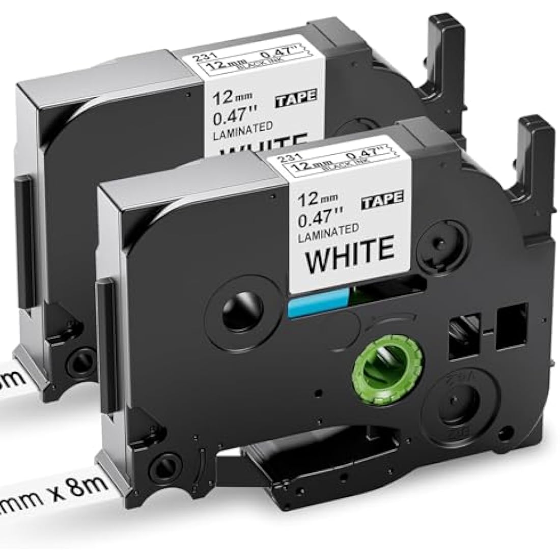 2 x Brother TZe-231 TZ231 Compatible Label Tape Cassette 12mm x 8m Black on White for Brother P-Touch PT-1000 GL-H100 GL-H105 GL-200 PT-1080 PTE-550WVP PT-P700 PT-H300 Label Printing Machines