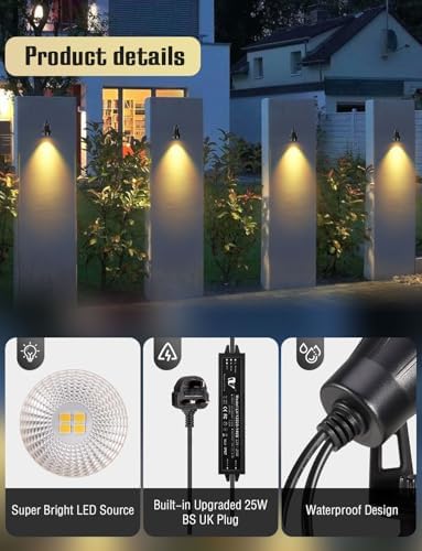 GreenClick Garden Spotlights Mains Powered,1600LM LED Garden Spike Lights with 21M Cable,IP65 Waterproof Extendable Outdoor Spotlights for Pathway Lighting Lawn Path Yard Driveway (6Pack Warm White)