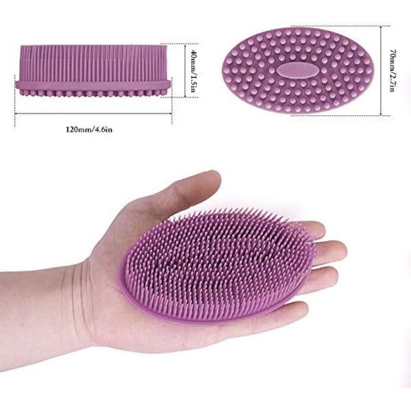 Body Brush,Silicone Body Bath Brush Double Side Back Scrubber Handle Bath Shower Brushes Scrubbers with Ultra Soft Bristles,Non-Slip