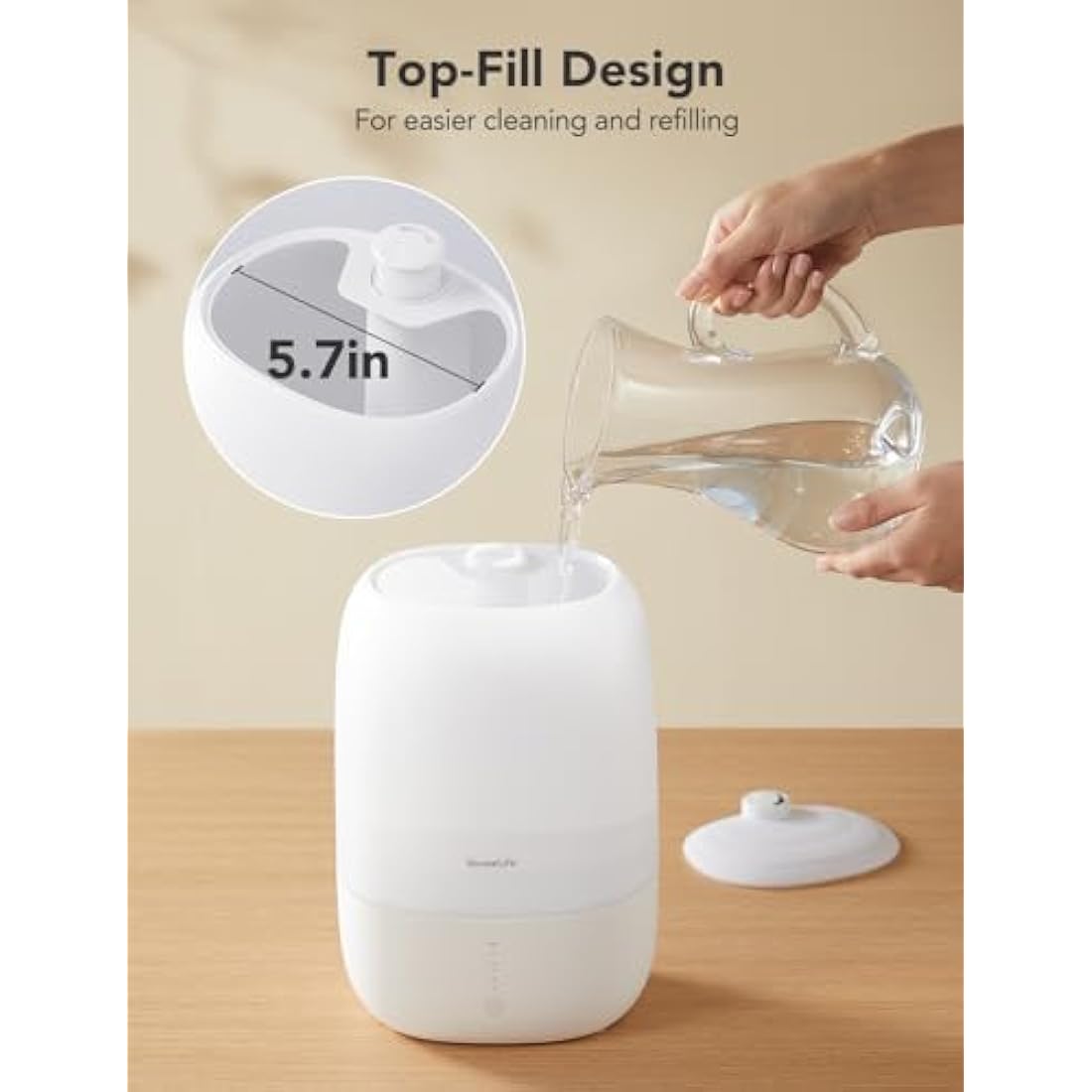 GoveeLife Humidifier for Bedroom, 3L Top Fill Cool Mist with WiFi Humidity Control, Oil Diffuser, Auto Shut-Off, Home, Baby, Plants, Work with Alexa