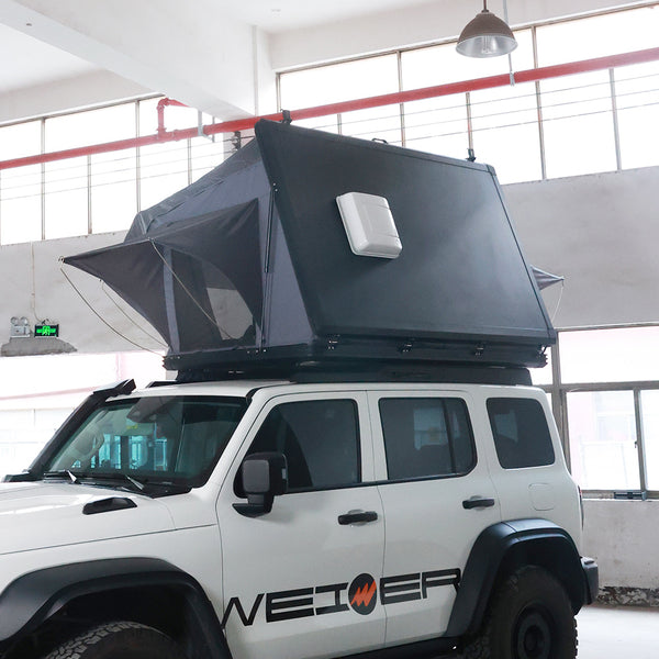 WEIER Vehicle Car Rooftop Tent - For Car / RV / Pickup / Van / Camper / 4x4 + Ladder + 7cm Mattress + Light + Shoe Bag