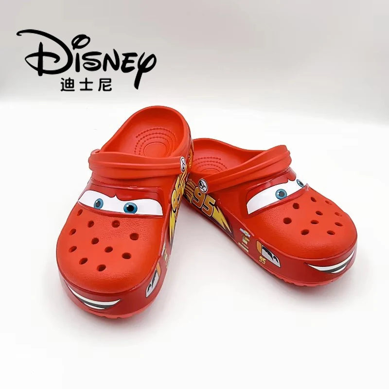 Cartoon Disney Lightninged Mcqueens Pixar Solid Waterproof Slippers Outdoor Sandals Casual Breathable Ankle-Wrap Eva Shoes Gift