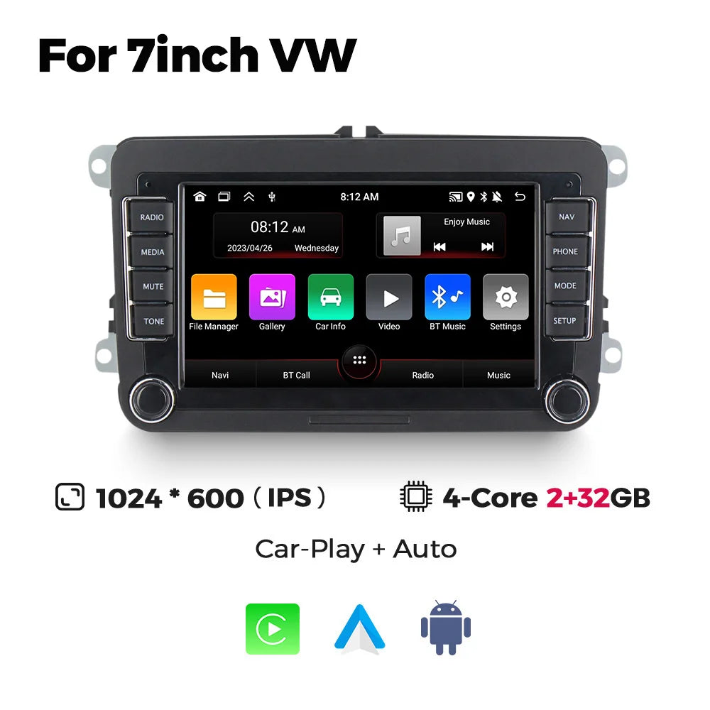 Android 13 Wireless Carplay Auto Car multimedia player IPS Screen GPS WIFI 7/8/9'' Car Radio For VW Passat golf Polo Jetta Skoda