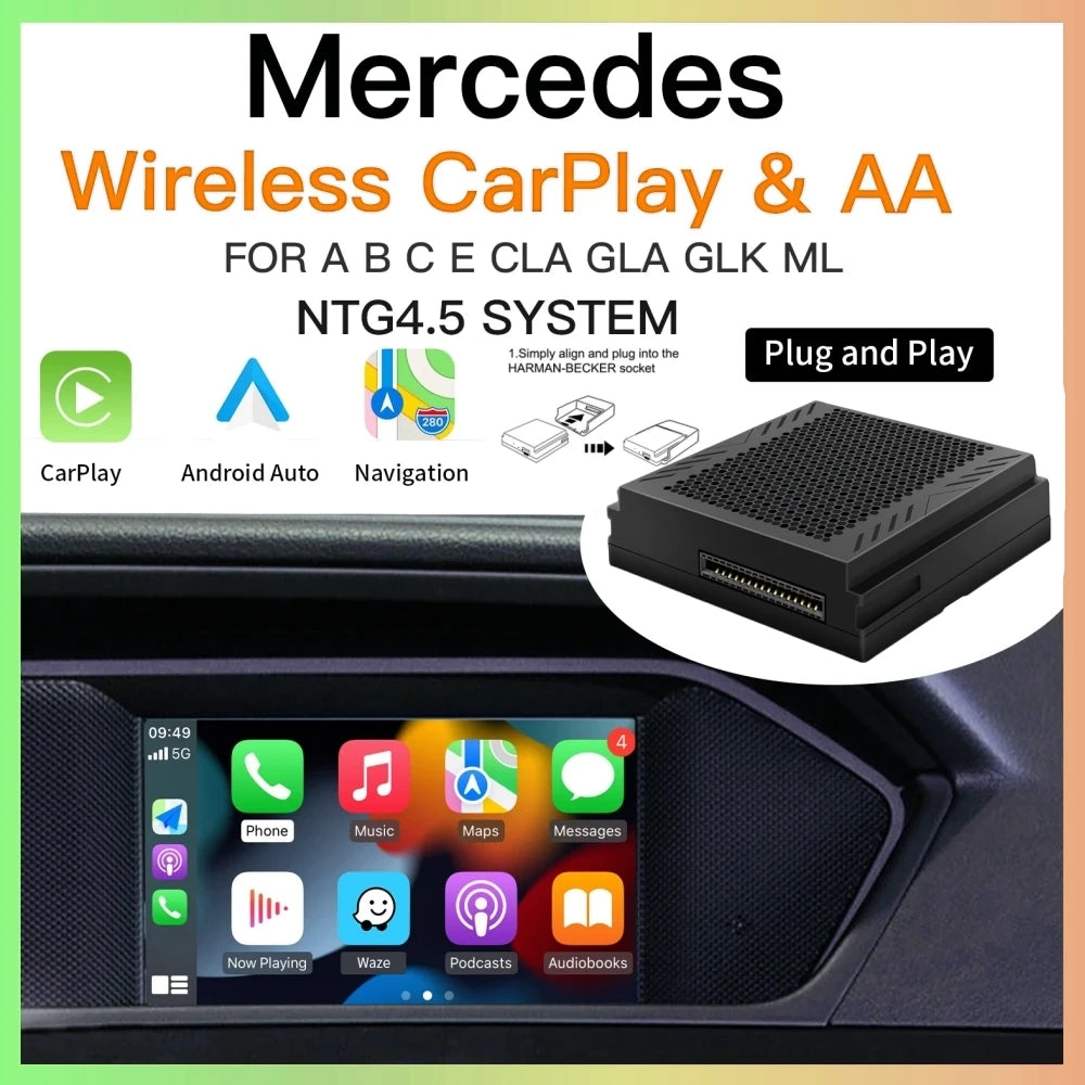 Upgrade Wireless Carplay Suitable For Mercedes Benz A B C E CLA GLA GLK ML Sprinter NTG4.5 Becker Module Android Auto Navigation