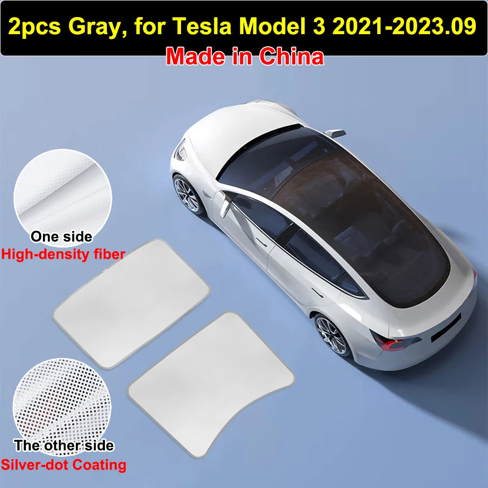 Sunshades For Tesla Model 3 Sunroof Highland 2025 Model Y 2020-25 Ice Cloth Buckle Sun Pare Glass Front Rear Skylight Accessory
