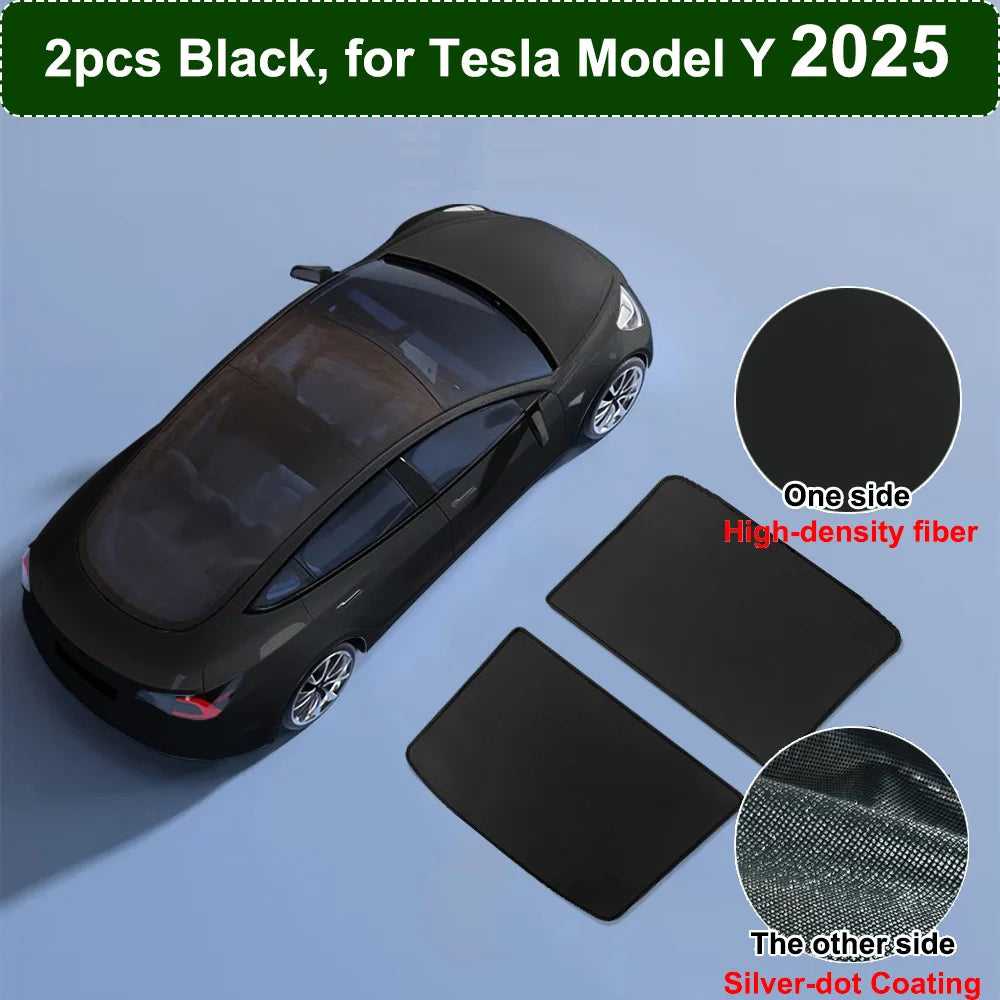 Sunshades For Tesla Model 3 Sunroof Highland 2025 Model Y 2020-25 Ice Cloth Buckle Sun Pare Glass Front Rear Skylight Accessory