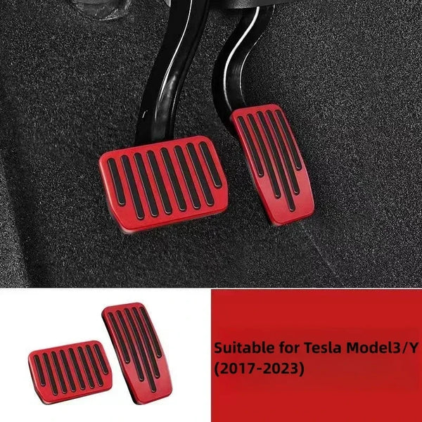 Futhope Car Foot Pedal Pads Covers For Tesla Model 3 Y Highland 2021-2024 Litchi grain anti Slip Accelerator Brake Rest Pedal