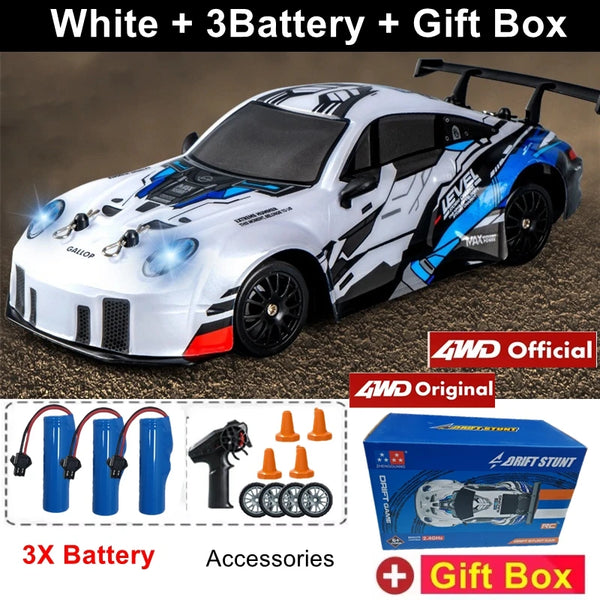 4WD RC Drift Car With LED Light 2.4G Radio 20KM/h High Speed Remote Control Racing Cars Vehicle Model Toy Gift for Boy Girl Kid