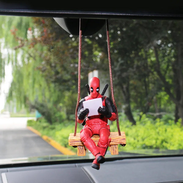 Marvel Deadpool Car Rearview Mirror Pendant Reading Deadpool Car Pendant Mini Model Toy Action Figure New Hot Christmas Gift