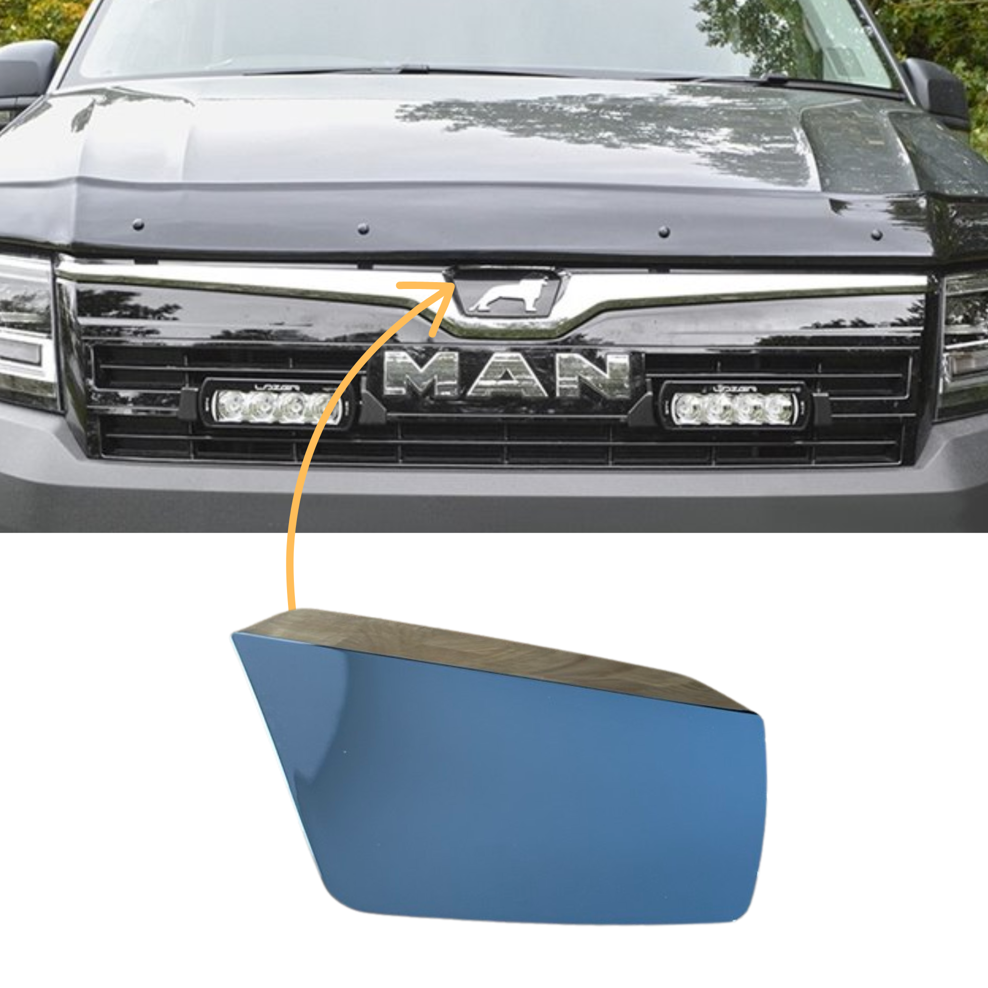 For MAN TGE De-badged Grille Blanking Plate – Chrome Finish, Stylish Front Grille Upgrade, Premium Van Accessory