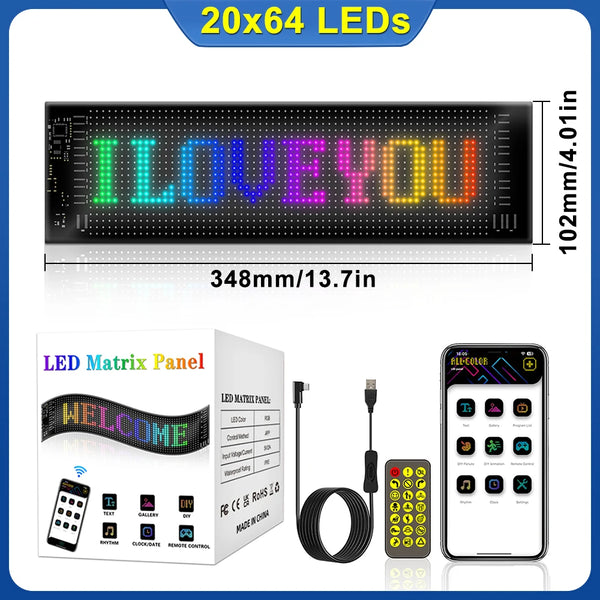 Flexible LED Matrix Screen DIY Ultra-Thin Car Sign Programmable Bluetooth LED Screen with APP Remote Control For Car Store Bar
