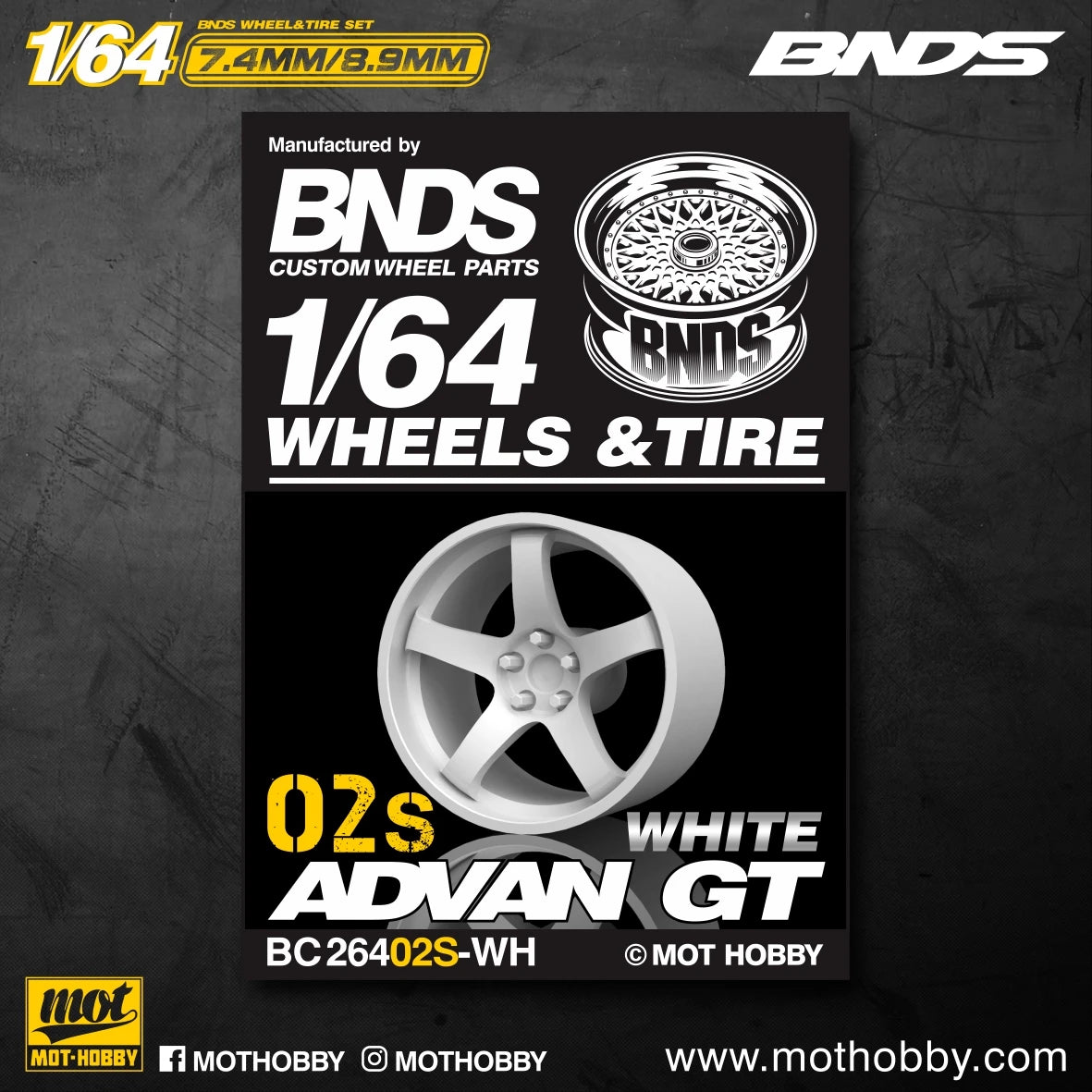 BNDS 1/64 Wheels With Rubber Tires ABS Assembly Rims Modified Parts for 1:64 Model Car VIP Style Detail-up Set New Clearance