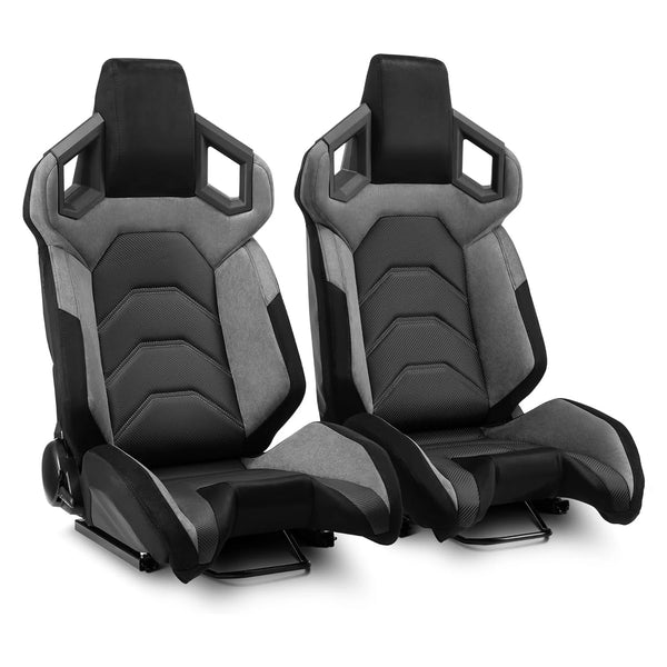 JIABEIR 1085 Grey Leather Bucket Car Seats Blue Interior Accessories Adjustable Sport Racing Vehicle Seats Modified Car Seats