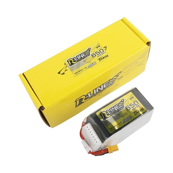 Tattu R-Line 650mAh 95C 22.2V 6S1P Lipo Battery Pack with XT30U-F Plug