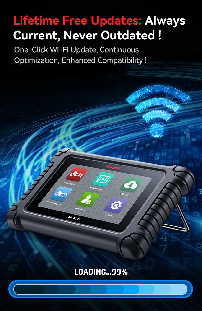 iCarsoft MT PRO OBDII 7" Screen Professional Multi-Systems Motorcycle Diagnostic Scan Tool compatible with 89 manufacturer brands of Motorbike Motorcycle