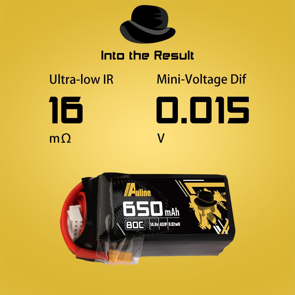 AuLine 650mAh 4S 14.8V 80C XT30 Lipo Battery