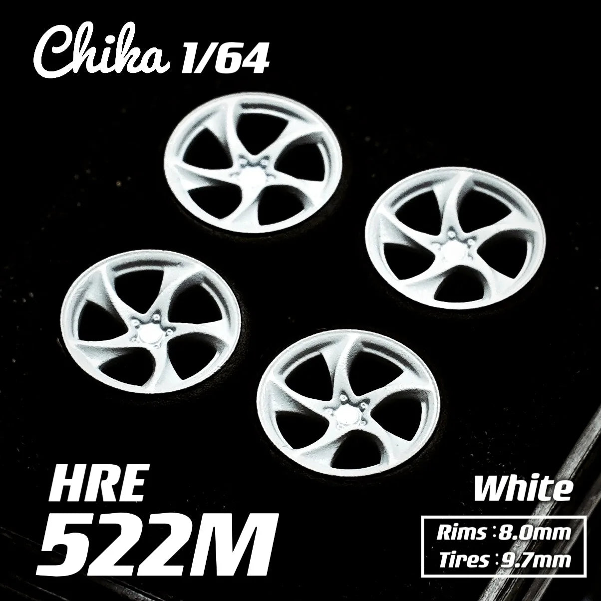 1/64 Chika  Wheels with Rubber Tires Model Car Modified Parts BBS RS  JDM VIP For Hotwheels Tomica MiniGT （Supplied with axle）