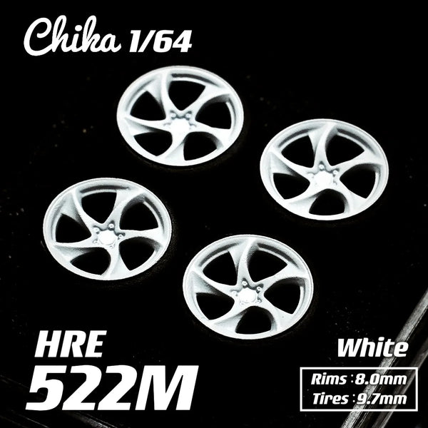 1/64 Chika  Wheels with Rubber Tires Model Car Modified Parts BBS RS  JDM VIP For Hotwheels Tomica MiniGT （Supplied with axle）