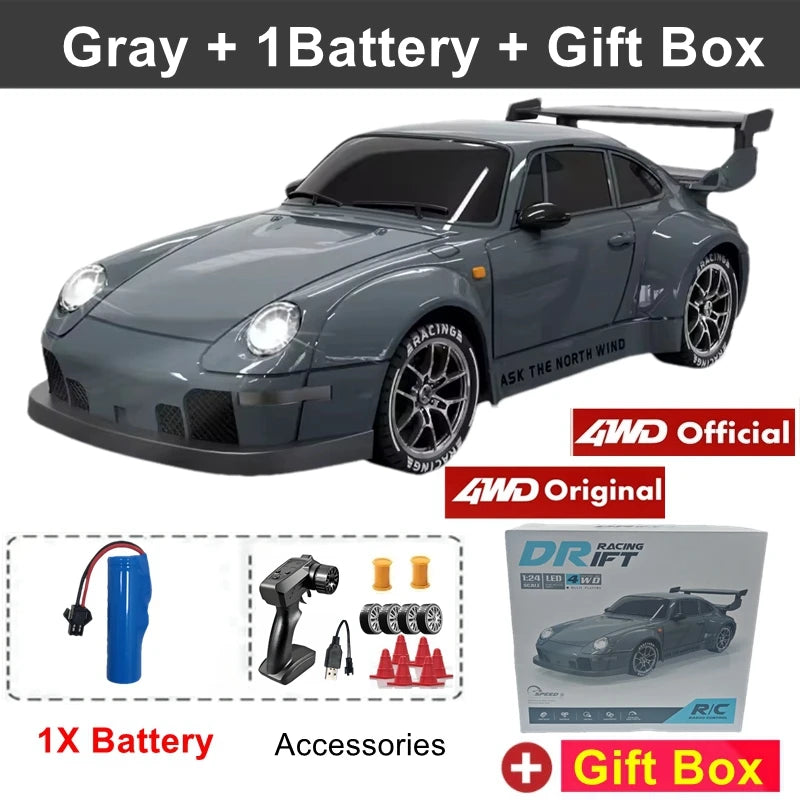 4WD RC Drift Car With LED Light 2.4G Radio 20KM/h High Speed Remote Control Racing Cars Vehicle Model Toy Gift for Boy Girl Kid