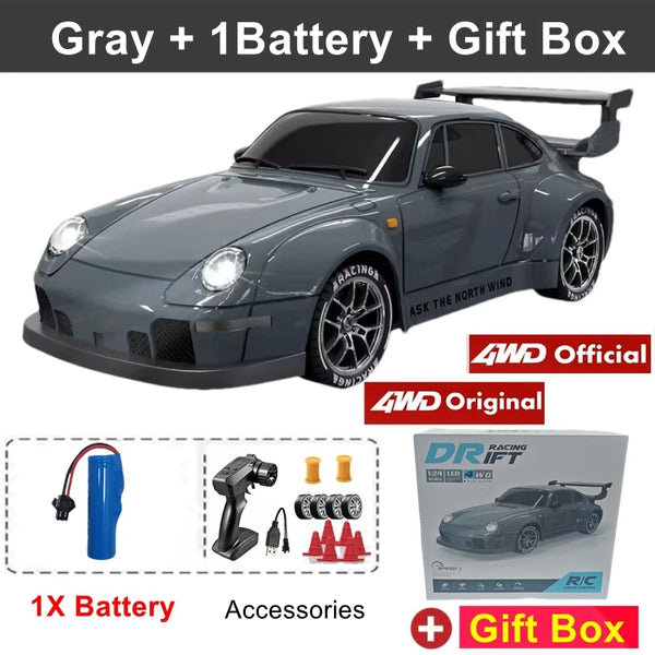 4WD RC Drift Car With LED Light 2.4G Radio 20KM/h High Speed Remote Control Racing Cars Vehicle Model Toy Gift for Boy Girl Kid