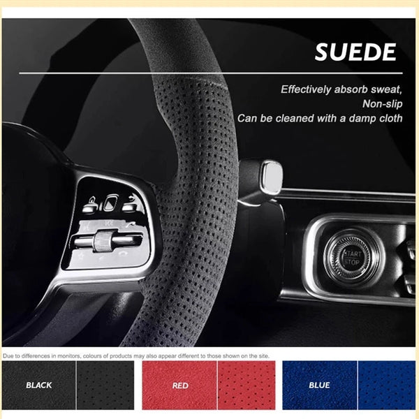 Car Steering Wheel Cover Soft Suede For Porsche 911 991 Boxster 981 Cayman Cayenne Panamera DIY Steering-Wheel Cover Wrap
