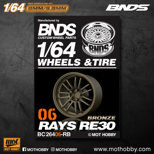 BNDS 1/64 Wheels With Rubber Tires ABS Assembly Rims Modified Parts for 1:64 Model Car VIP Style Detail-up Set New Clearance