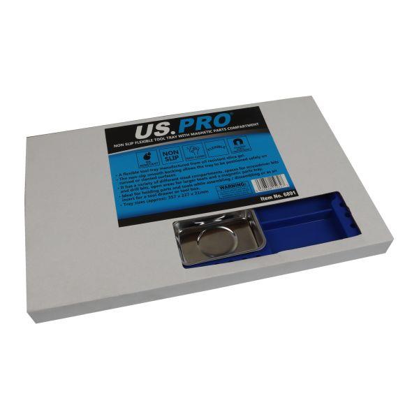 US PRO Tools Non Slip Flexible Tool Tray With Magnet Parts Compartment 6891