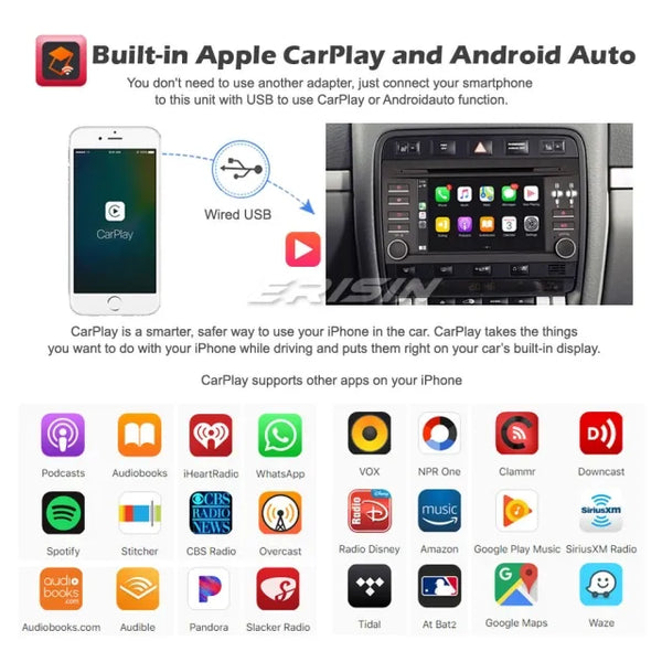ES8197S 64GB 8-Core DSP CarPlay Android 10.0 Car Stereo GPS Radio for Porsche Cayenne CD 4G WiFi Bluetooth