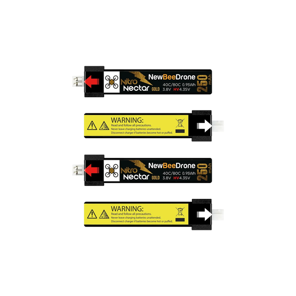 NewBeeDrone Nitro Nectar Gold 250mAh 1S HV LiPo Battery (4-Pack)