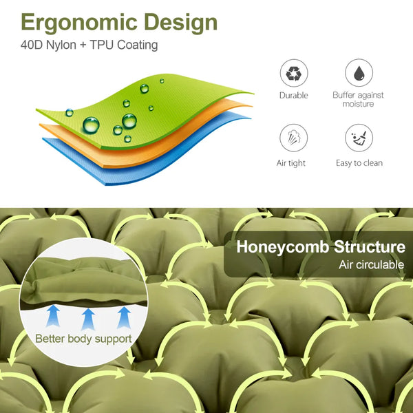 Night Cat Inflatable Sleeping Air Pad with Pillow