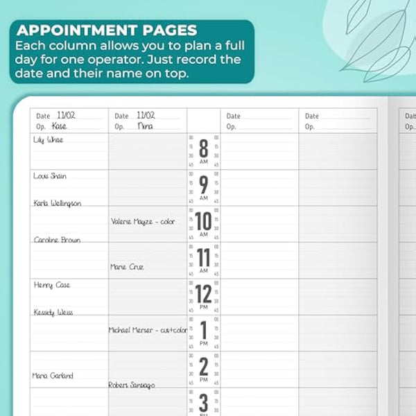 GoGirl Salon Appointment Book – Reservation Book for Beauty Salons, Spas, Hair Stylists, Estheticians – Appt Booking Planner, 18x25.5cm (Turquoise)