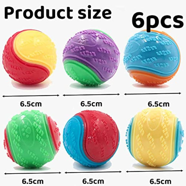 6Pcs Squeaky Dog Ball, Dog Toys Teeth Cleaning Puppy Chew Toys Pet Training Ball Dogs Interactive Dogs Balls