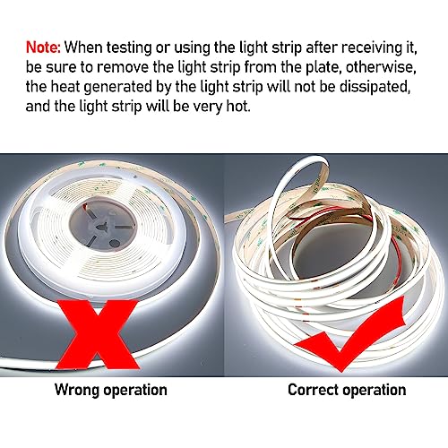 GOMING 32.8ft(10M) DC 24V Double Row COB LED Strip Light Cool White 6000K IP65 Waterproof 6000LEDs CRI 93+ 20000lm Uniform Glow Dotless Flexible LED