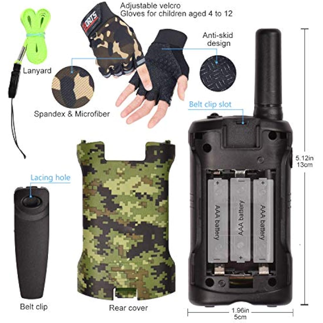 Kids Walkie Talkies Boy Toys - Gifts for Children Over 4 years old 8 Channel 2 Way Radio 3 KM Long Range Fit Outdoor Adventure Game Camp Hunt Trip Girls Boys Birthday Gifts Toys aged 5-13