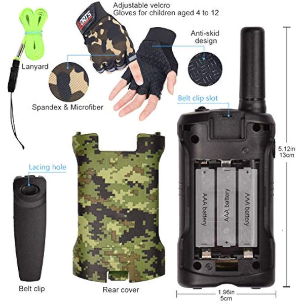 Kids Walkie Talkies Boy Toys - Gifts for Children Over 4 years old 8 Channel 2 Way Radio 3 KM Long Range Fit Outdoor Adventure Game Camp Hunt Trip Girls Boys Birthday Gifts Toys aged 5-13