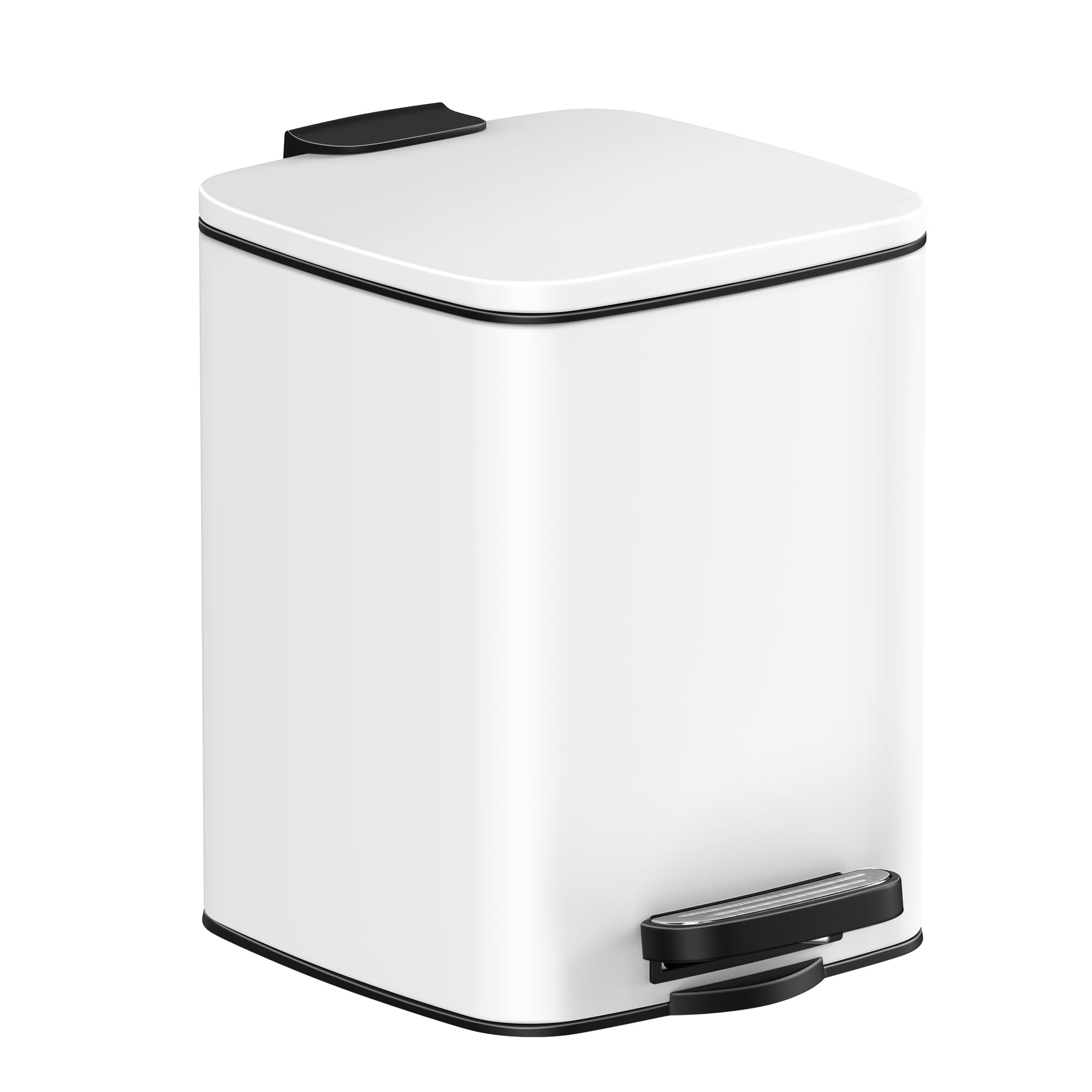 SONGMICS Kitchen Bin, 8-Gallon (30 L) Trash Bin, Steel Pedal Bin, with Inner Bucket, Soft Close and Stays Open, Metallic Silver LTB593E01