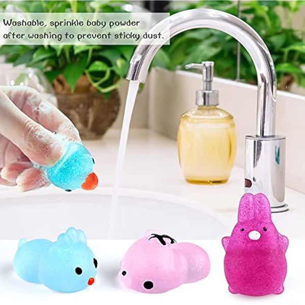 KUUQA 30pcs Glitter Squishys Toys, Squeeze Animal Toys for Sensory Adults Stress Relief Toys Goodie Bag Fillers Birthday Party Favors for Kids Easter Egg Fillers