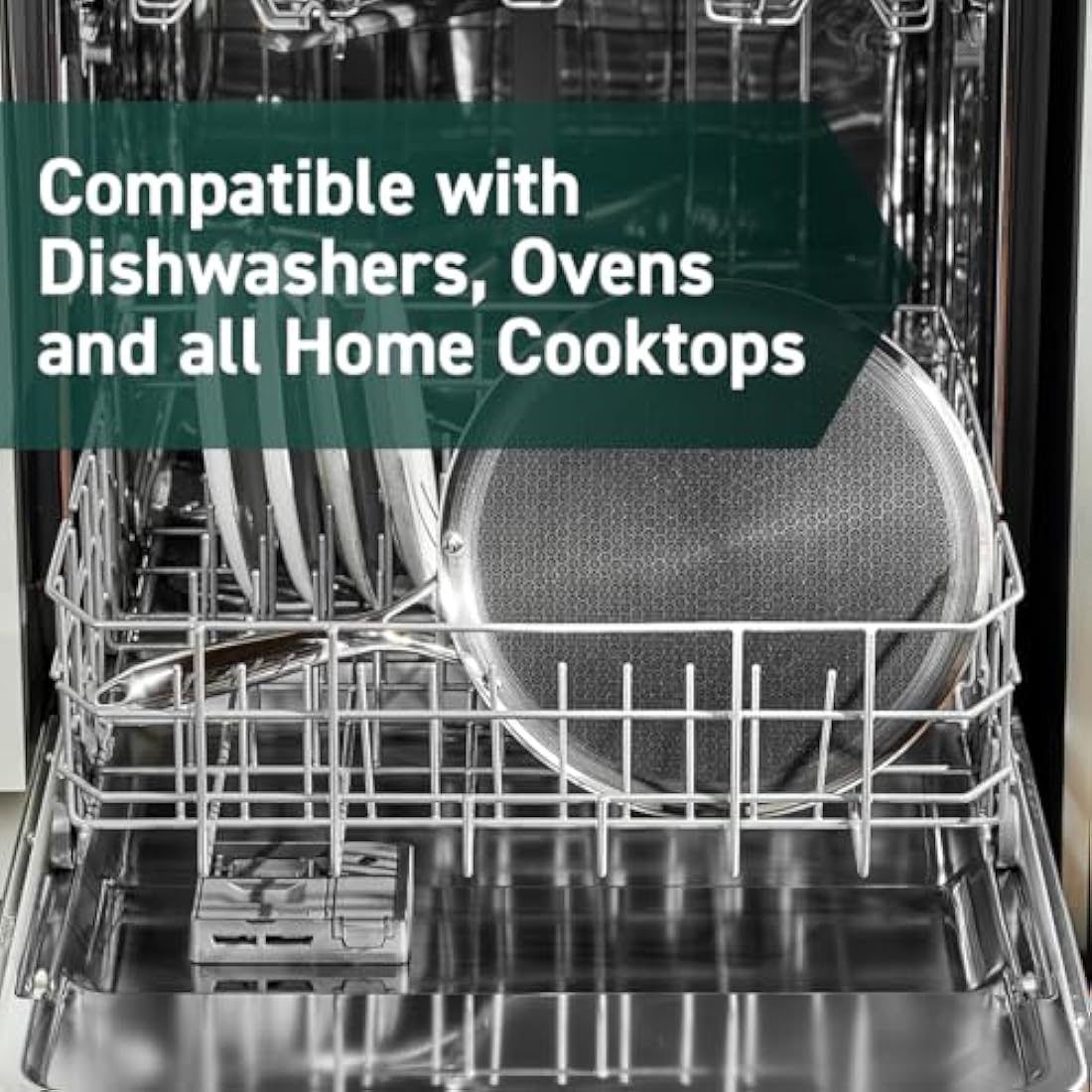 HexClad 30 cm Griddle Fry Pan with Stay-Cool Handle, Hybrid Stainless Steel, Non-Stick Surface, Works with Induction, Ceramic, Non-Stick, Electric, and Gas Cooktops