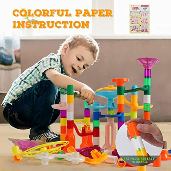 Marble Run,166PCS Building Construction STEM Toy Set for Kids Age 3-12Year,Solid Marble Race Track,Easy to Assemble Learning Educational Marble Rush,Gifts for Boys Girls