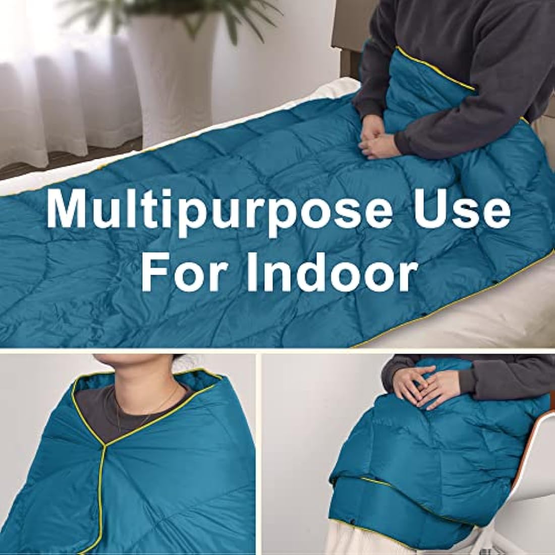 4Monster Down Blanket lightweight, Compact Outdoor Camping Blanket Super Warm, Waterproof Packable Blanket for Travel, Picnics, Camping, Hiking (Grid-black, S: (127 * 178 cm))