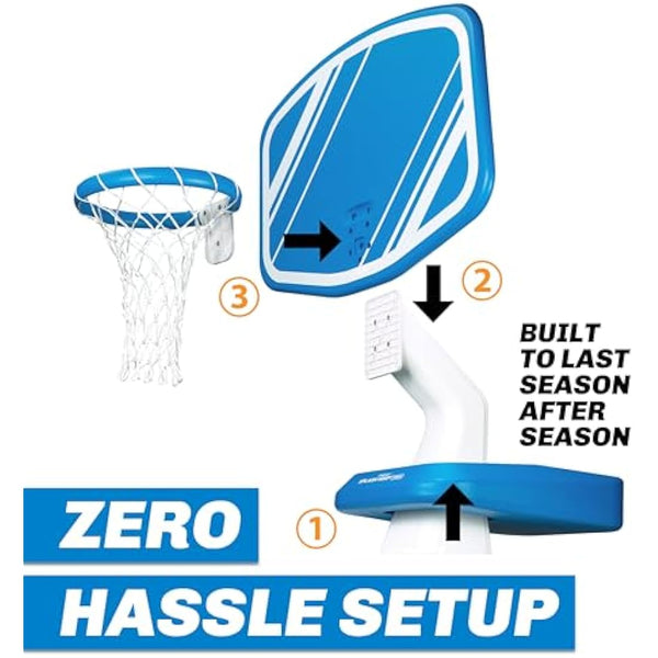 GoSports Splash Hoop PRO Swimming Pool Basketball Game, Includes Poolside Water Basketball Hoop, 2 Balls and Pump
