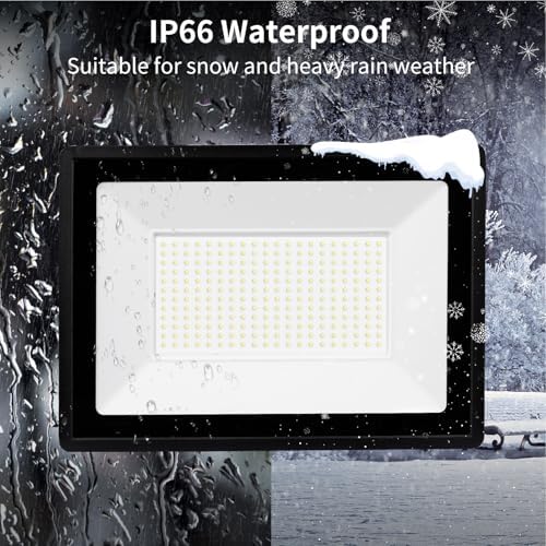 Ankishi 200W LED Floodlight, IP66 Waterproof Security Lights, Super Bright Lights LED 20000LM Outdoor Light, 6500K Daylight White Wall Light for Garden, Patio, Backyard, Front Yard, Garage