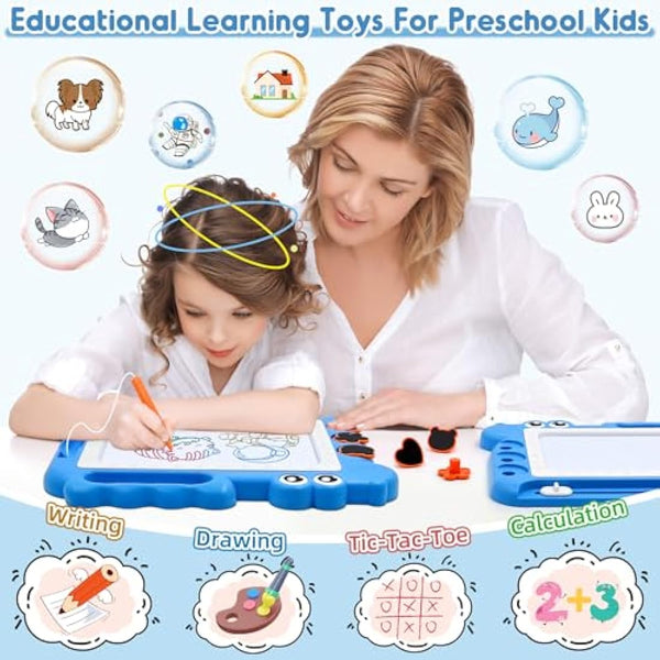 AiTuiTui Dinosaur Magnetic Drawing Board Kids Toys for 2 3 4 5 Years Old Girls Boys Birthday, Color Erasable Doodle Education Learning Kid Age 2-7, Toddler Drawing Travel Toys (Blue)