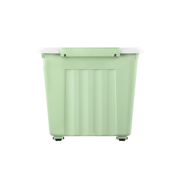 Cetomo 55L*4 Storage Boxes with Wheels, Plastic Storage Box with Lid, Latching Buckles, Click Closure, Stackable, Nesting, Durable Organizer for Home