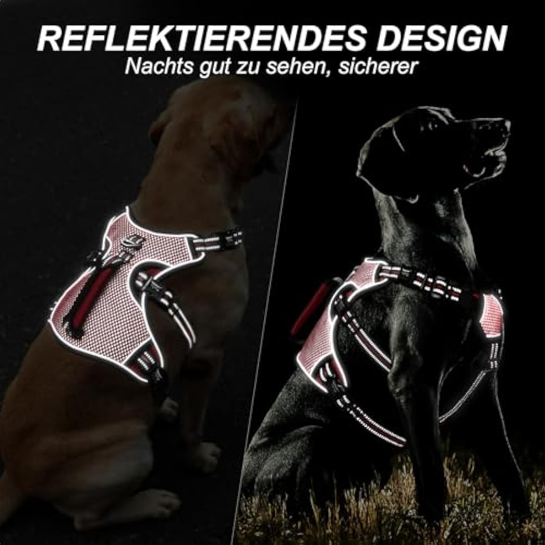 HEELE Dog Harness - Escape Proof, No Pull Reflective Adjustable Vest with Durable Handle, Ideal for Big/Active Dogs, Red, XL